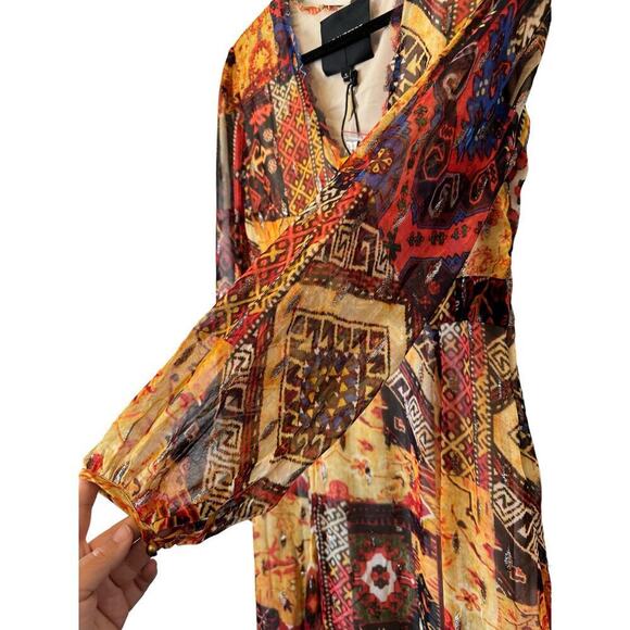 LE SUPERBE‎ - Wo Joni Long Sleeve Maxi Dress - Tapestry Patchwork - size 4 (NWT) - Picture 9 of 16